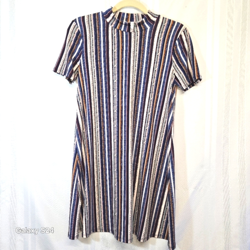 BCBGENERATION WOMEN'S MULTICOLOR STRIPED MOCK TURTLENECK DRESS SMALL